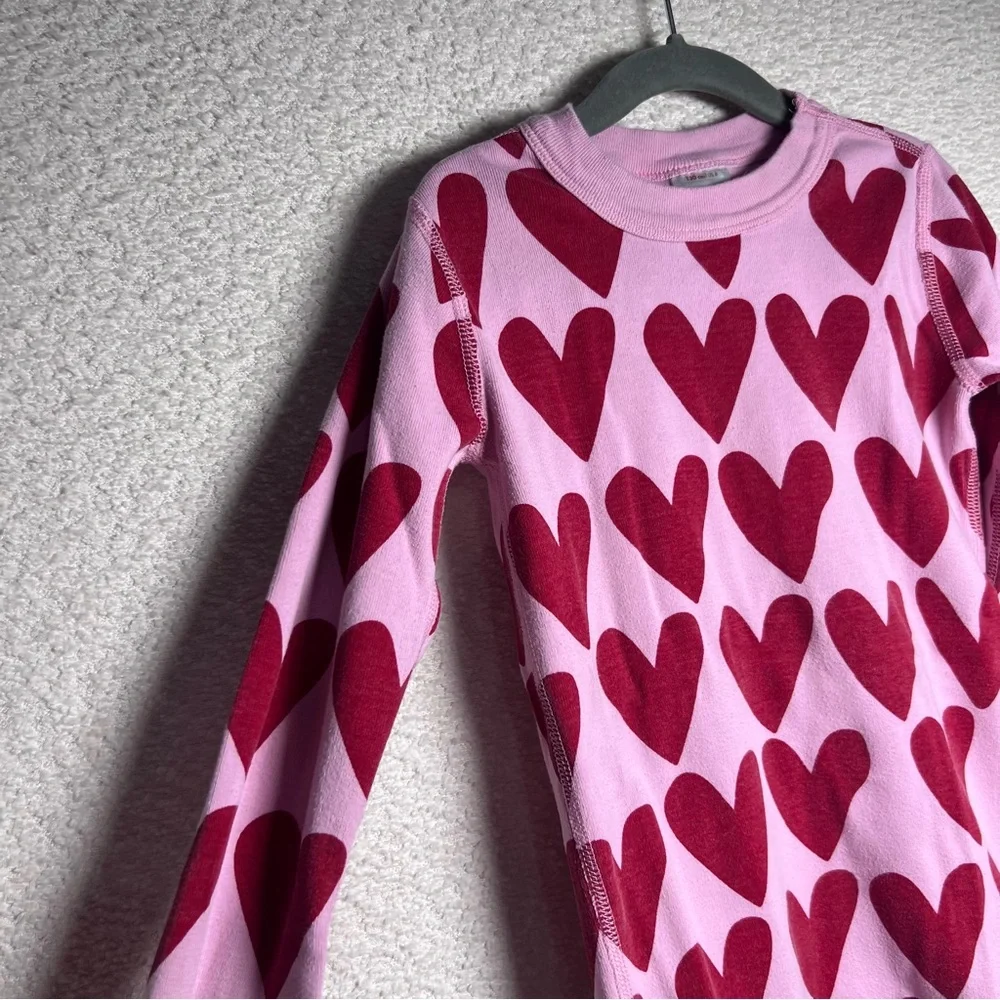 Hanna Andersson Kids Heart Pink‎ Matching Set Pajamas Size 8